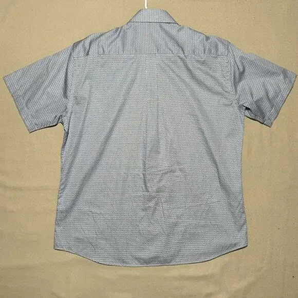 Peter Millar Button Front Shirt Mens Sz L Barber Geometric Pattern Short Sleeve - Picture 3 of 8